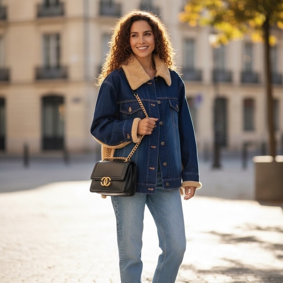 Steve Madden Winona Denim Jacket Faux Fur Blue XS New - Picture 4 of 8